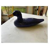 Blue Speckled Wooden Duck Decoy