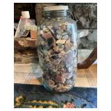 Large Glass Jar Filled with Polished Mineral Rocks