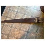 Vintage Two-Man Crosscut Saw with Metal Handle
