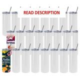 24 Pack Sublimation Tumblers Bulk 20 oz Skinny Str