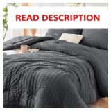 HYMOKEGE Queen Comforter Set Seersucker 7 Pieces,