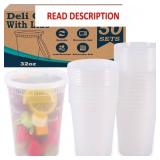50 Pack Deli Containers with Lids,32oz Plastic Del