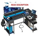 47 inch Gaming Desk with Power Outlet & LED Light,