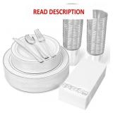 BAYZZ 350pc Silver Dinnerware Set - 100 Plates, 50