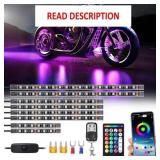 8 Piece RGB Motorcycle LED Underglow Kit with Brak