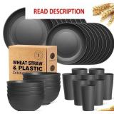 Teivio 32-Piece Kitchen Plastic Wheat Straw Dinner