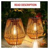 Solar Lantern,2 Pack Solar Wicker Lanterns Outdoor