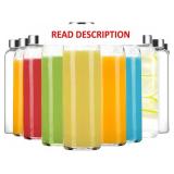 24 oz Clear Glass Juice Bottles with Lids, Reusabl