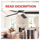 52' Ceiling Fans with Lights, Black Modern Ceiling