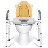 Raised Toilet Seat with Handles, Height Adjustable