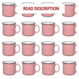 Set of 16 Ceramic Campfire Mugs, Pink, 15 Oz
