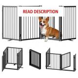 Full Metal Freestanding Dog Gate with Door, 24' He