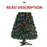 Goplus 3FT Pre-Lit Fiber Optic Christmas Tree, Pre