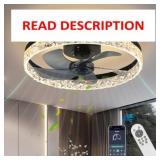 Crystal Ceiling Fans with Lights,19.7' Flush Mount