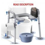 Raised Toilet Seat with Handles Open-Front Design,