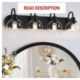 Industrial 4-Light Vanity Light, Matte Black
