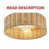 Boho Ceiling Fans with Lights Enclosed Rattan Fand