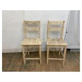 2 Unfinished Wood Chairs with Ladder Backs