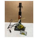 Stained Glass Lamp Base with Rose Accent