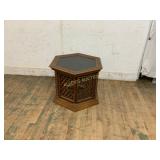 Hexagonal Wood Side Table with Lattice Design