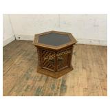 Hexagonal Wood Accent Table with Cabinet