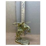 Cast Metal Sculpture of Cowboy on Horseback