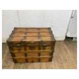 Wooden Trunk with Metal Reinforcements