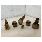 6 Carved Figurines with Mixed Materials