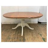 Two-Tone Pedestal Dining Table With Leaf