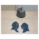 Cast Iron Weight and Silhouette Wall Plaques