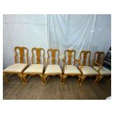 6 Wood Dining Chairs With Upholstered Seats