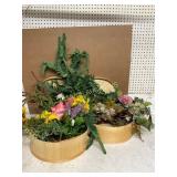 Wooden Boxes with Assorted Faux Florals