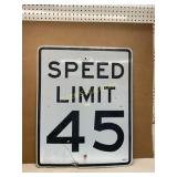 Reflective Metal Speed Limit 45 Sign