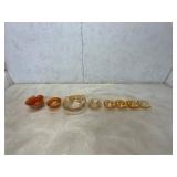 8 Amber Glass Bowls and Dishes