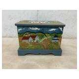 Hand-Painted Wooden Storage Chest