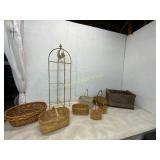 Wicker Baskets, Wooden Crate, and Rack