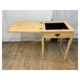 Wood Sewing Table with Drop Leaf