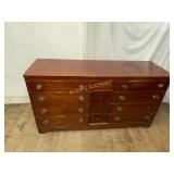 Mahogany Nine-Drawer Dresser with Brass Pulls