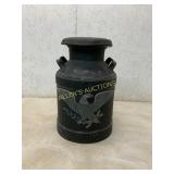 Painted Metal Milk Can with Eagle Design