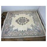Floral Ivory Area Rug with Border Design