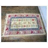 Handwoven Flatweave Kilim Rug with Animal Motif
