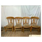 4 Wooden Dining Chairs with Upholstered Seats