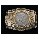 Gold-Tone Belt Buckle with Eisenhower Dollar