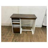 Two-Tone Wood and White Desk with Open Shelves