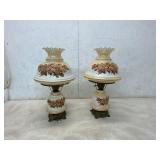 Electric Parlor Lamps with Floral Design