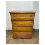 Four-Drawer Wood Dresser with Brass Pulls