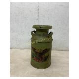 Painted Metal Milk Can with Eagle Design