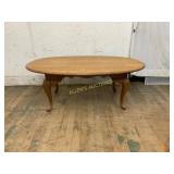 Oval Wooden Coffee Table with Cabriole Legs