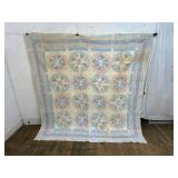 Hand-Crafted Patchwork Quilt with Star Motif