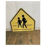 Yellow Metal School Crossing Sign